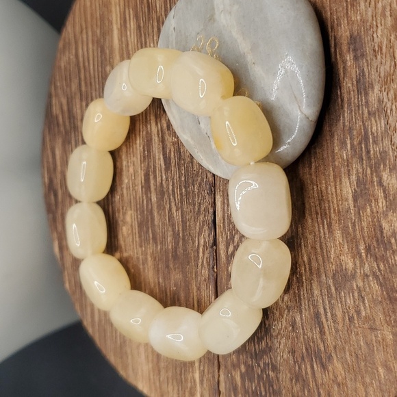 Yellow honey calcite precious stone‎ bracelet B3109 - Picture 1 of 2